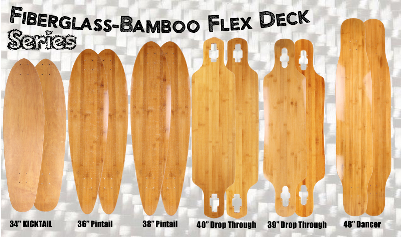 Fiberglass bamboo longboard flex deck Blank Longboard Decks and Skateboard